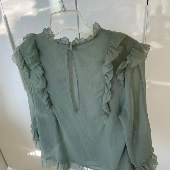 H&M Soft Green Ruffled Blouse - Picture 4 of 7
